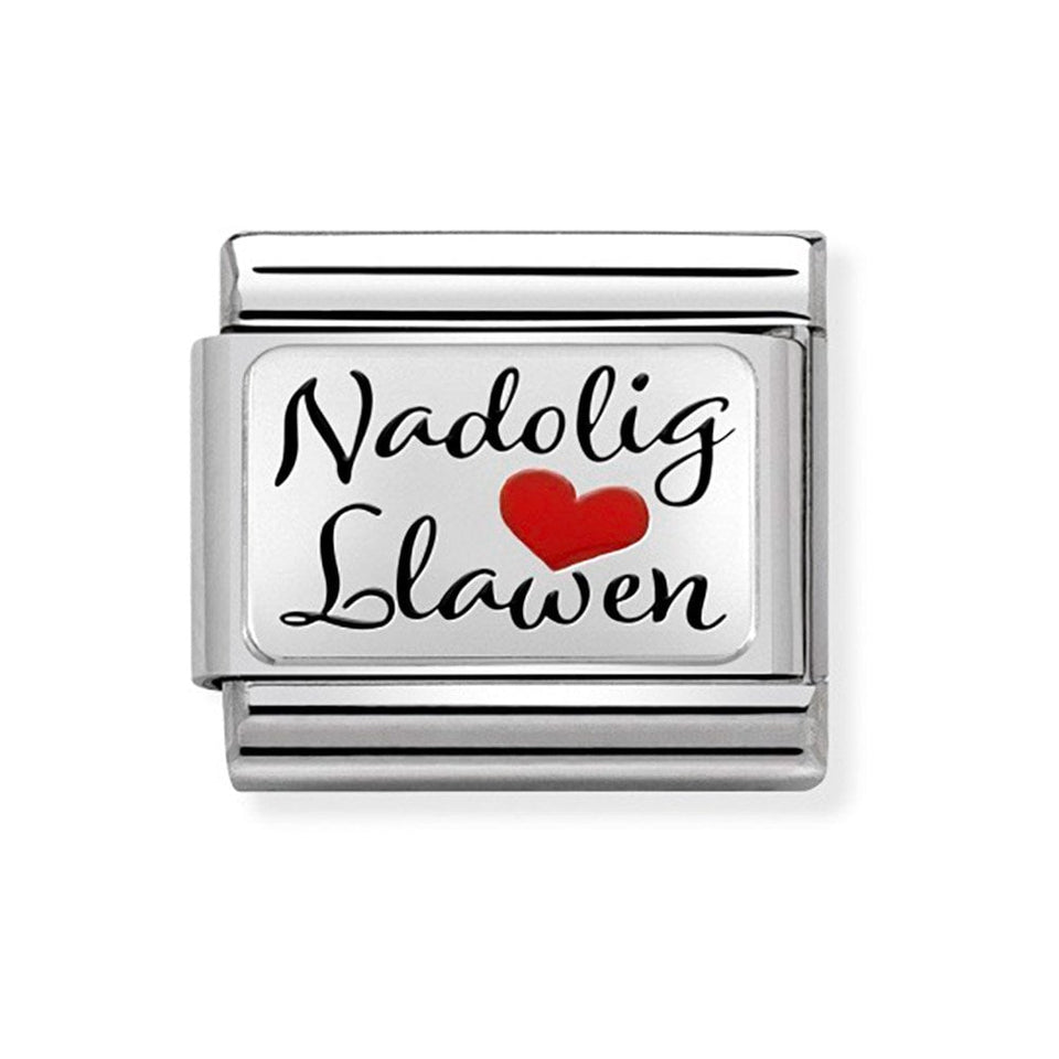 Nomination CLASSIC Silvershine 'Nadolig Llawen' Heart Charm