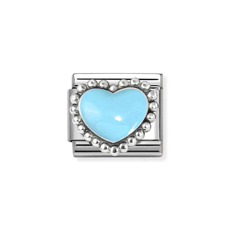 Nomination CLASSIC Silvershine Pastel Blue Raised Heart Charm