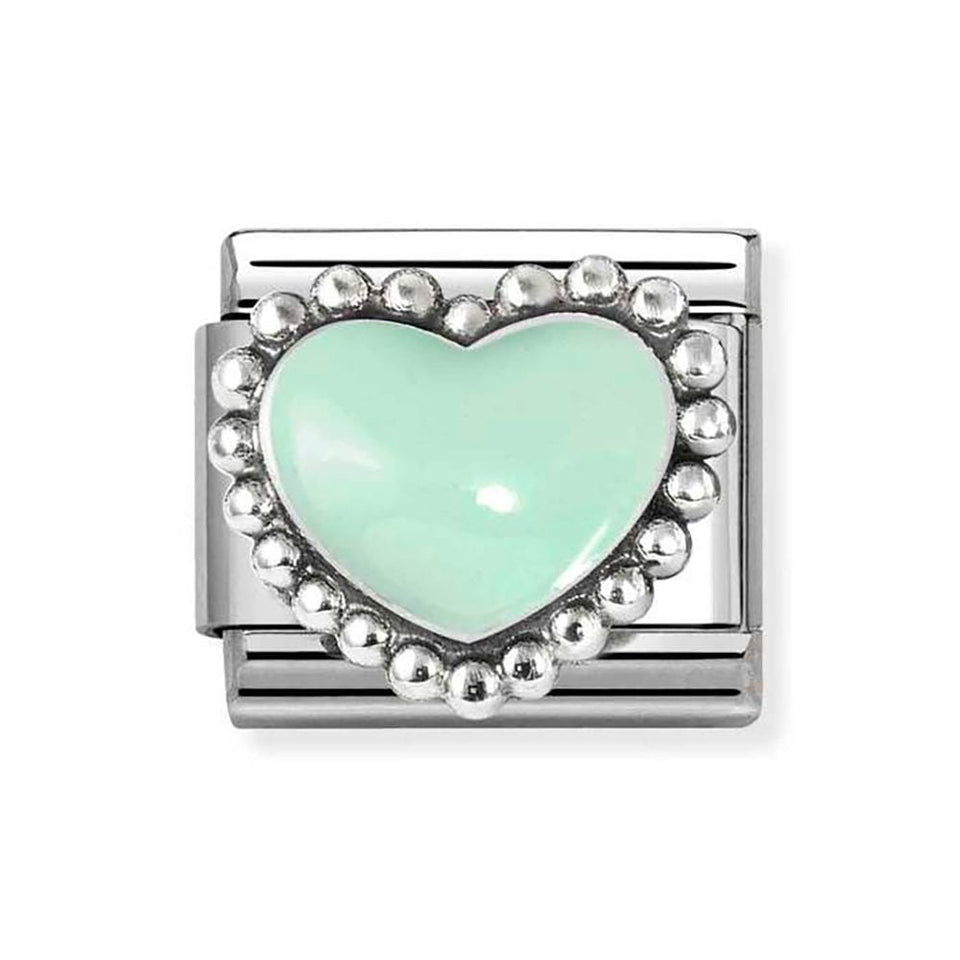 Nomination CLASSIC Silvershine Pastel Green Raised Heart Charm