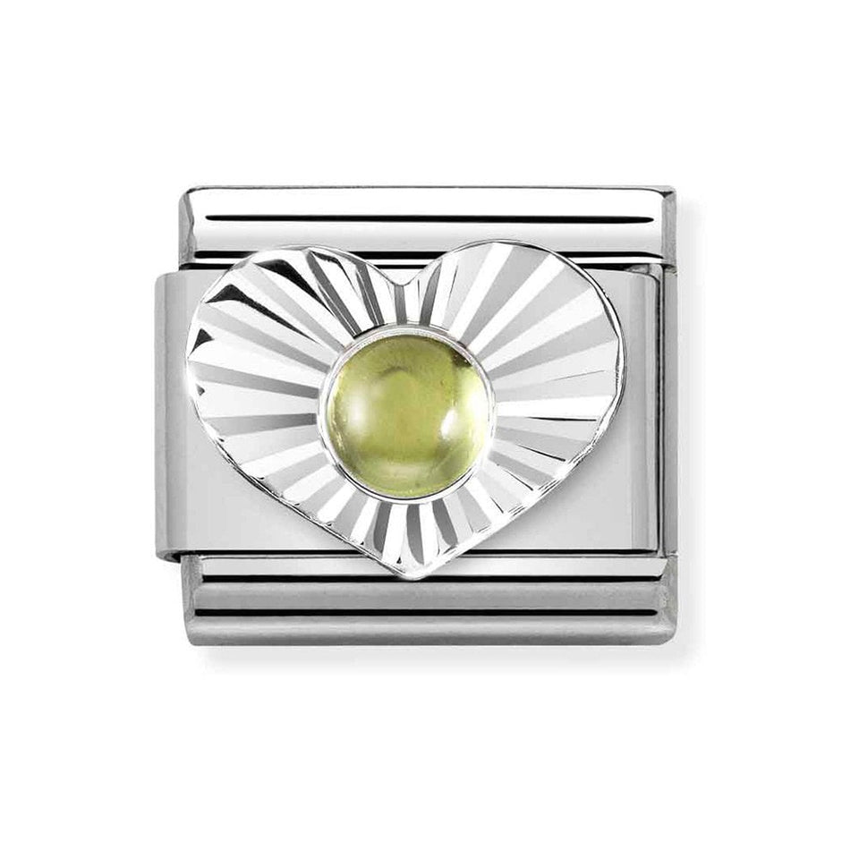 Nomination CLASSIC Silvershine Peridot Heart Charm