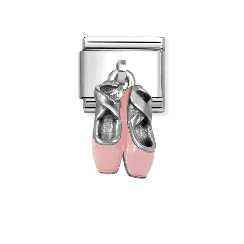 Nomination CLASSIC Silvershine Pink Ballet Shoes Dangle Charm
