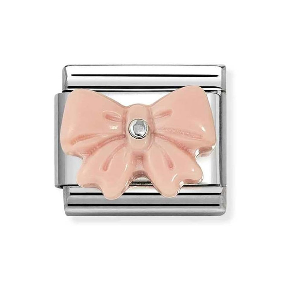 Nomination CLASSIC Silvershine Pink Bow Charm