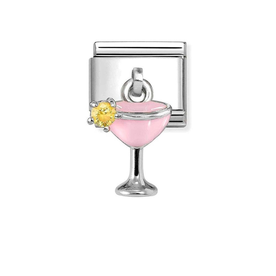 Nomination CLASSIC Silvershine Pink Cocktail Glass Dangle Charm