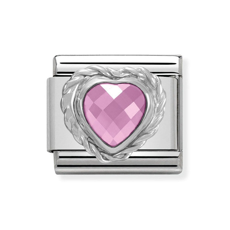 Nomination CLASSIC Silvershine Pink Faceted Heart Charm