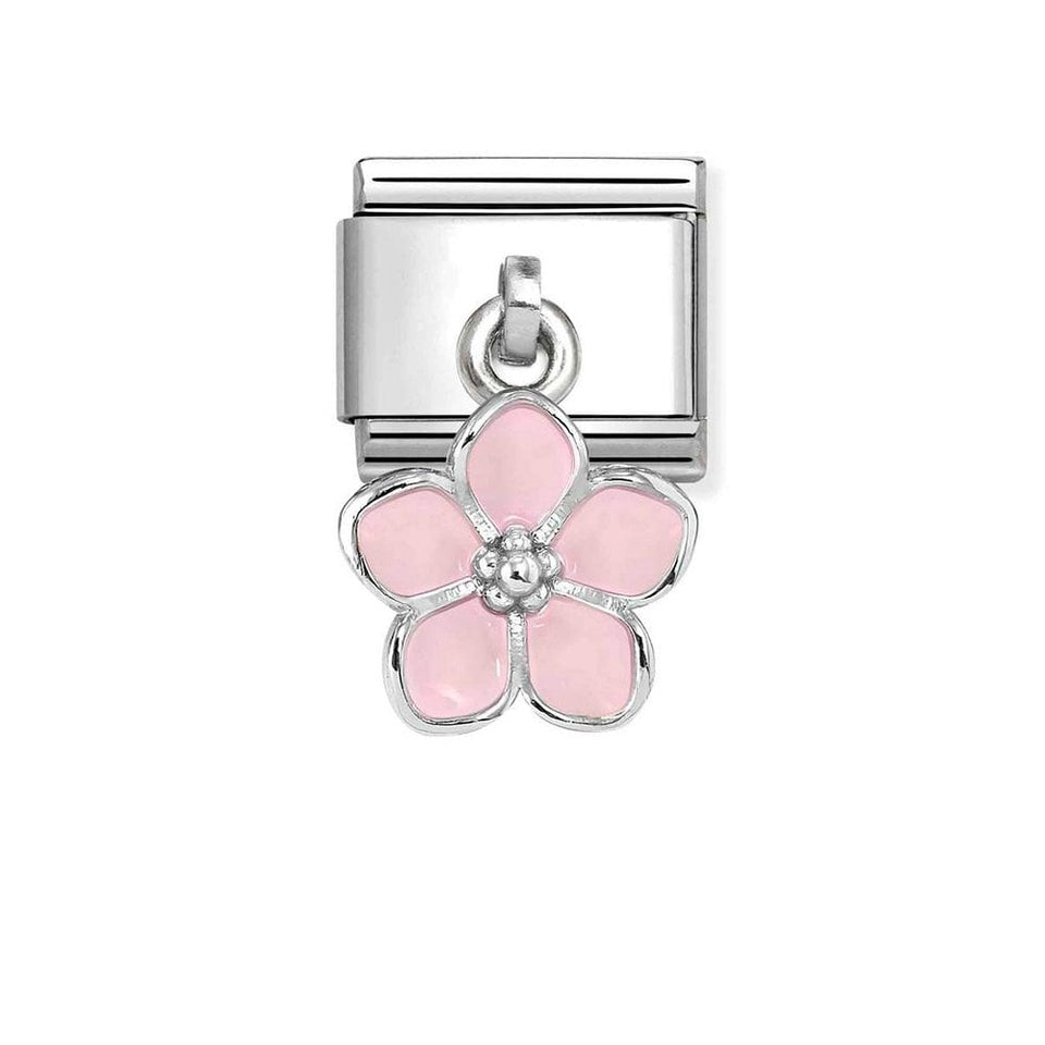 Nomination CLASSIC Silvershine Pink Flower Dangle Charm