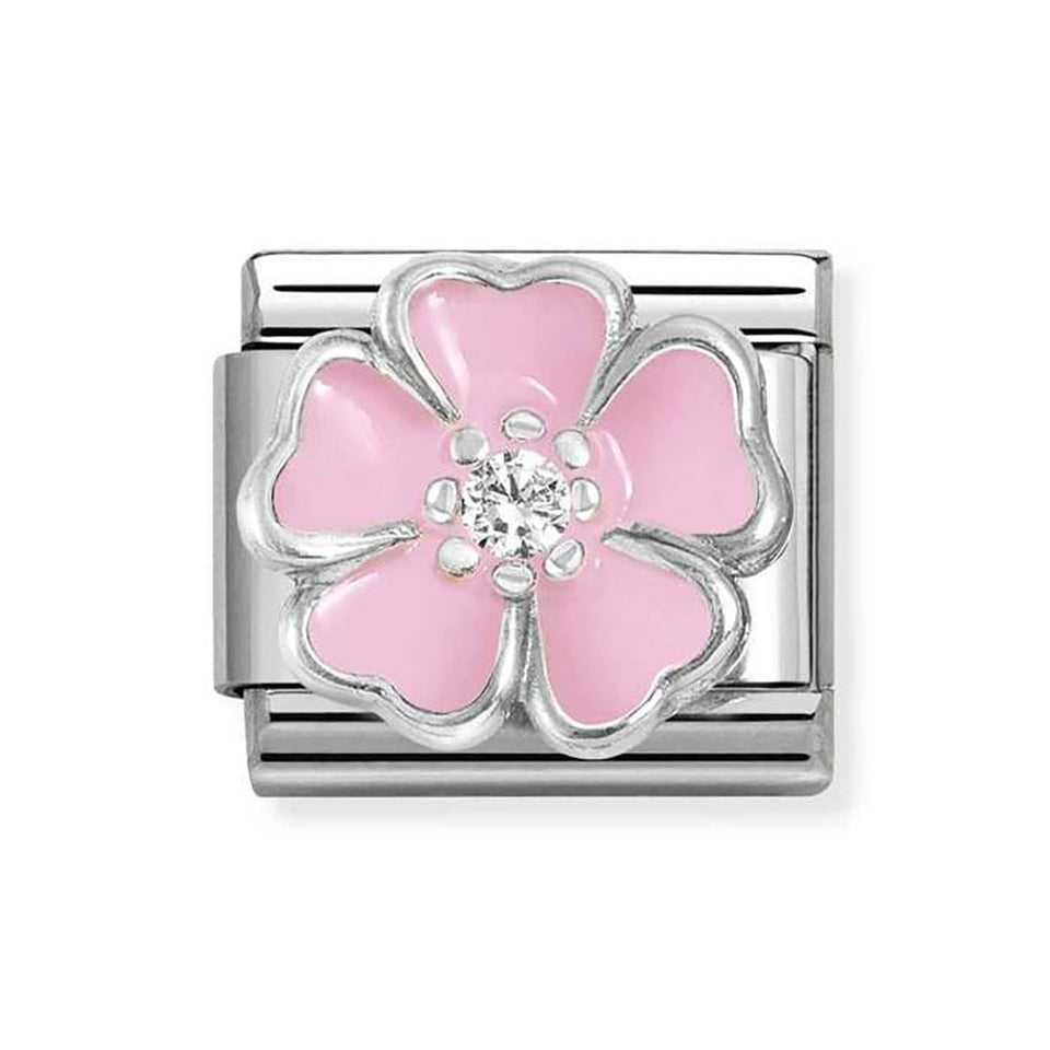 Nomination CLASSIC Silvershine Pink Flower with CZ Charm