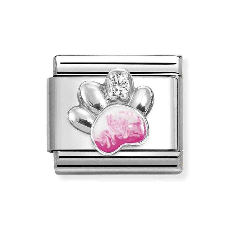 Nomination CLASSIC Silvershine Pink Paw Print Charm