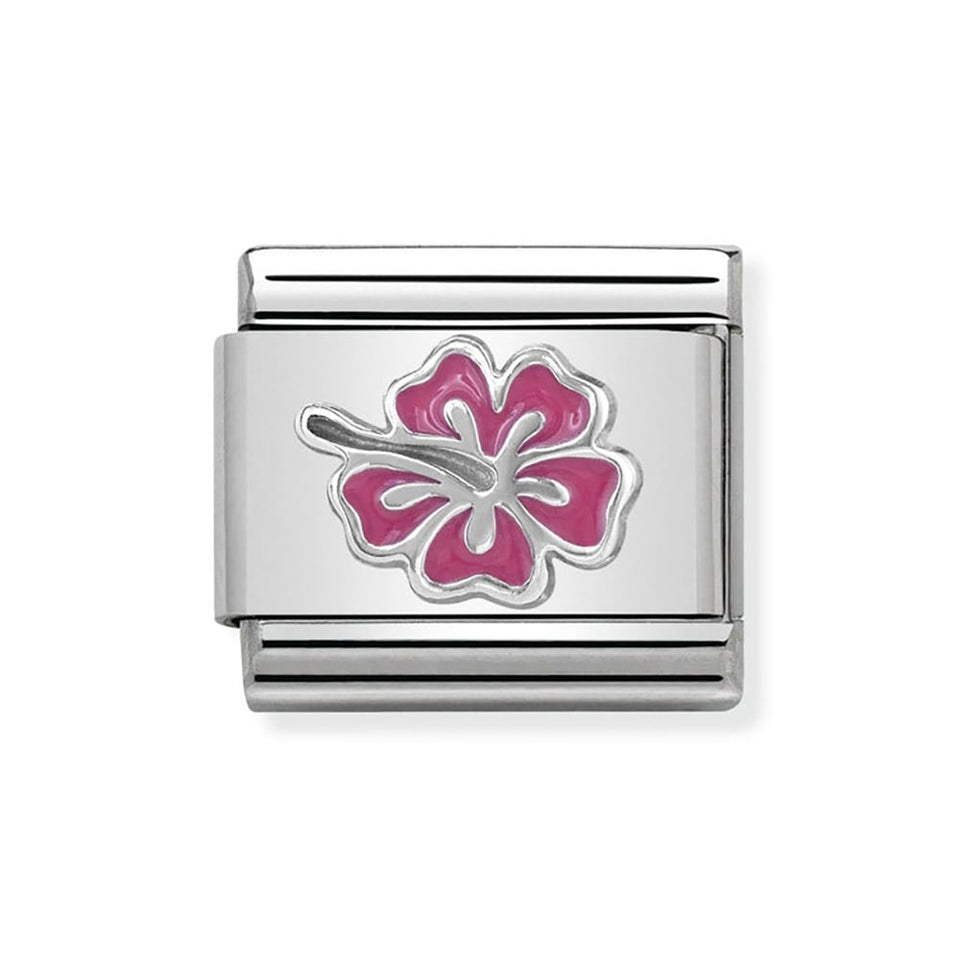 Nomination CLASSIC Silvershine Pink Tropical Flower Charm
