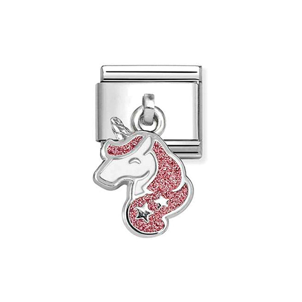 Nomination CLASSIC Silvershine Pink Unicorn Dangle Charm