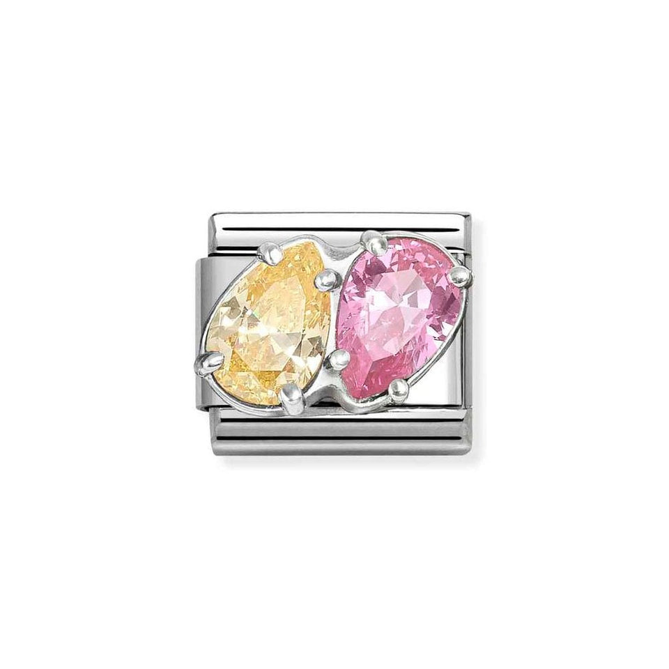 Nomination CLASSIC Silvershine Pink & Yellow Double Drops Charm