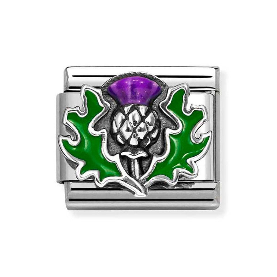 Nomination CLASSIC Silvershine Purple Thistle Flower Charm