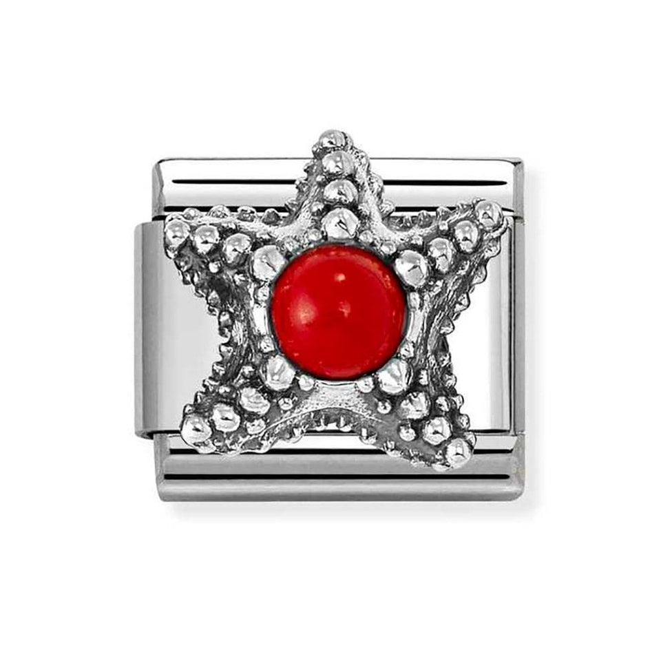 Nomination CLASSIC Silvershine Red Coral Starfish Charm