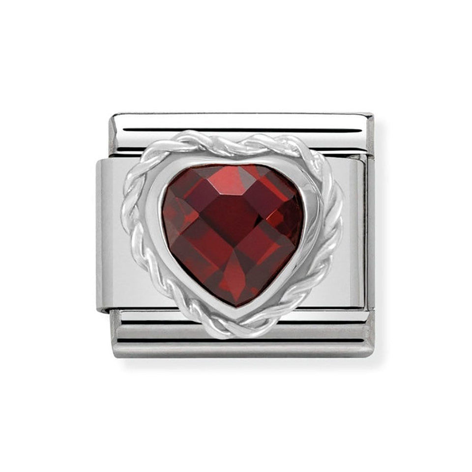 Nomination CLASSIC Silvershine Red Faceted Heart Charm