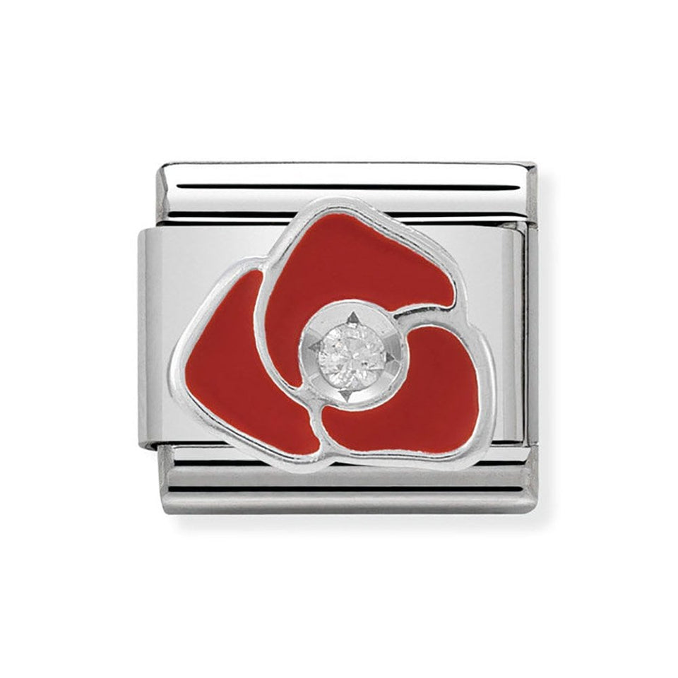 Nomination CLASSIC Silvershine Red Rose Flower Charm