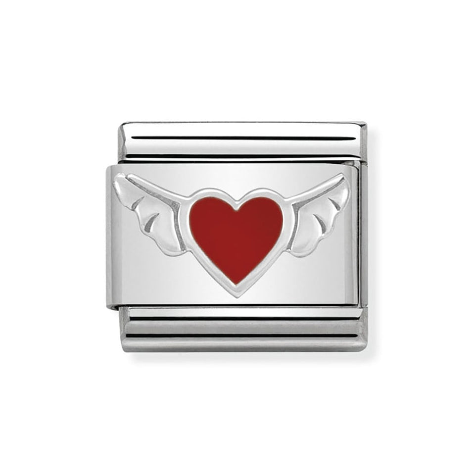 Nomination CLASSIC Silvershine Red Winged Heart Charm