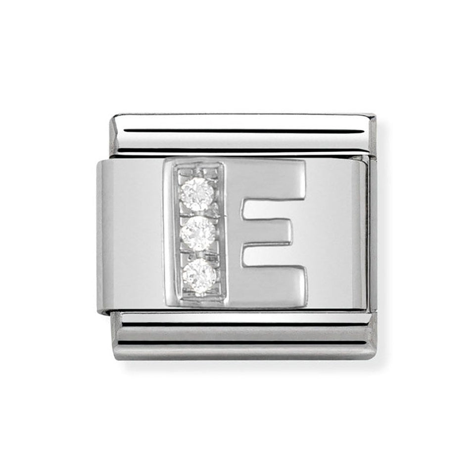 Nomination CLASSIC Silvershine Sparkly Letter 'E' Charm
