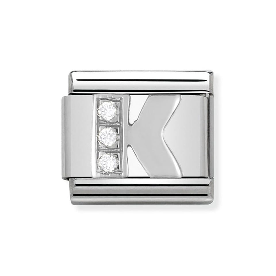 Nomination CLASSIC Silvershine Sparkly Letter 'K' Charm