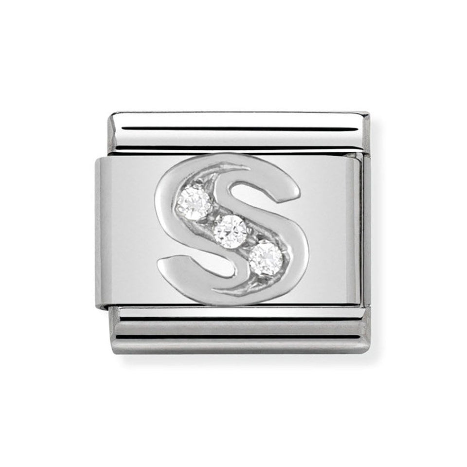 Nomination CLASSIC Silvershine Sparkly Letter 'S' Charm