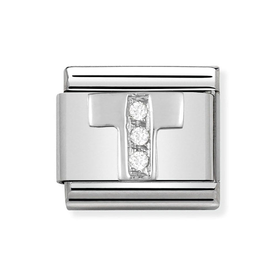 Nomination CLASSIC Silvershine Sparkly Letter 'T' Charm