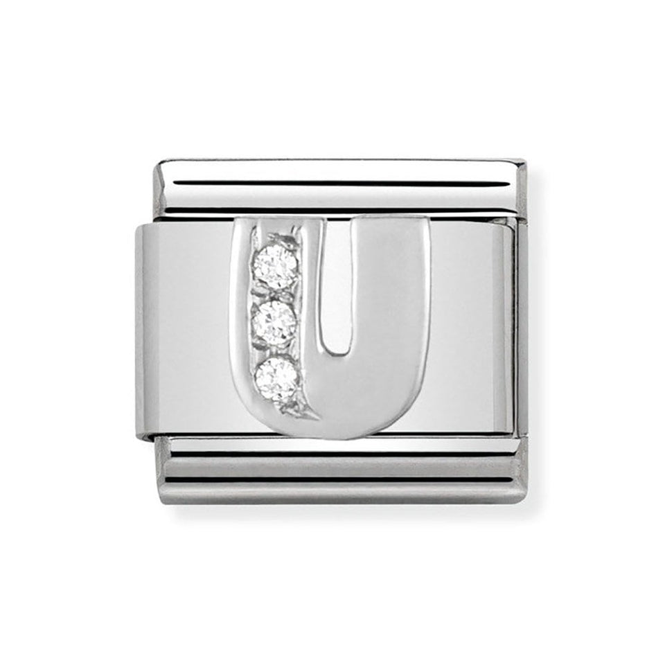 Nomination CLASSIC Silvershine Sparkly Letter 'U' Charm