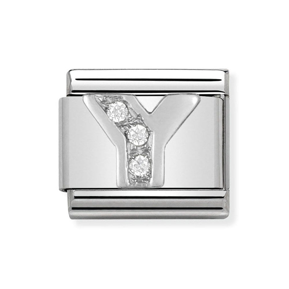 Nomination CLASSIC Silvershine Sparkly Letter 'Y' Charm