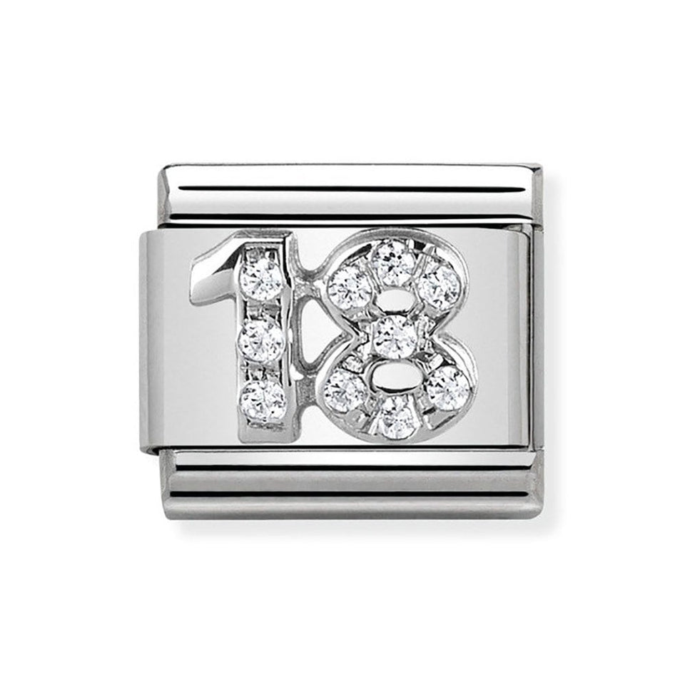 Nomination CLASSIC Silvershine Sparkly Number '18' Charm