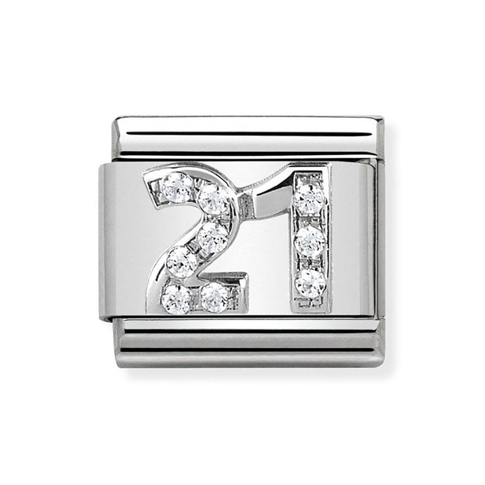 Nomination CLASSIC Silvershine Sparkly Number '21' Charm