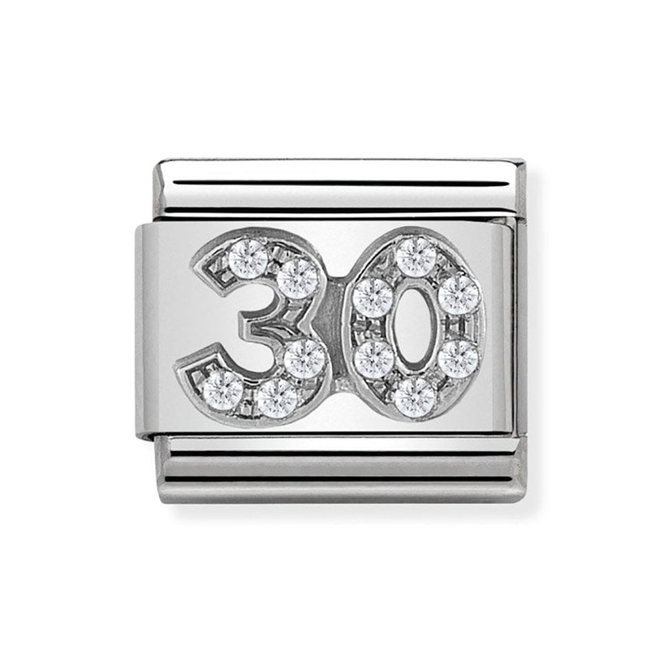 Nomination CLASSIC Silvershine Sparkly Number '30' Charm