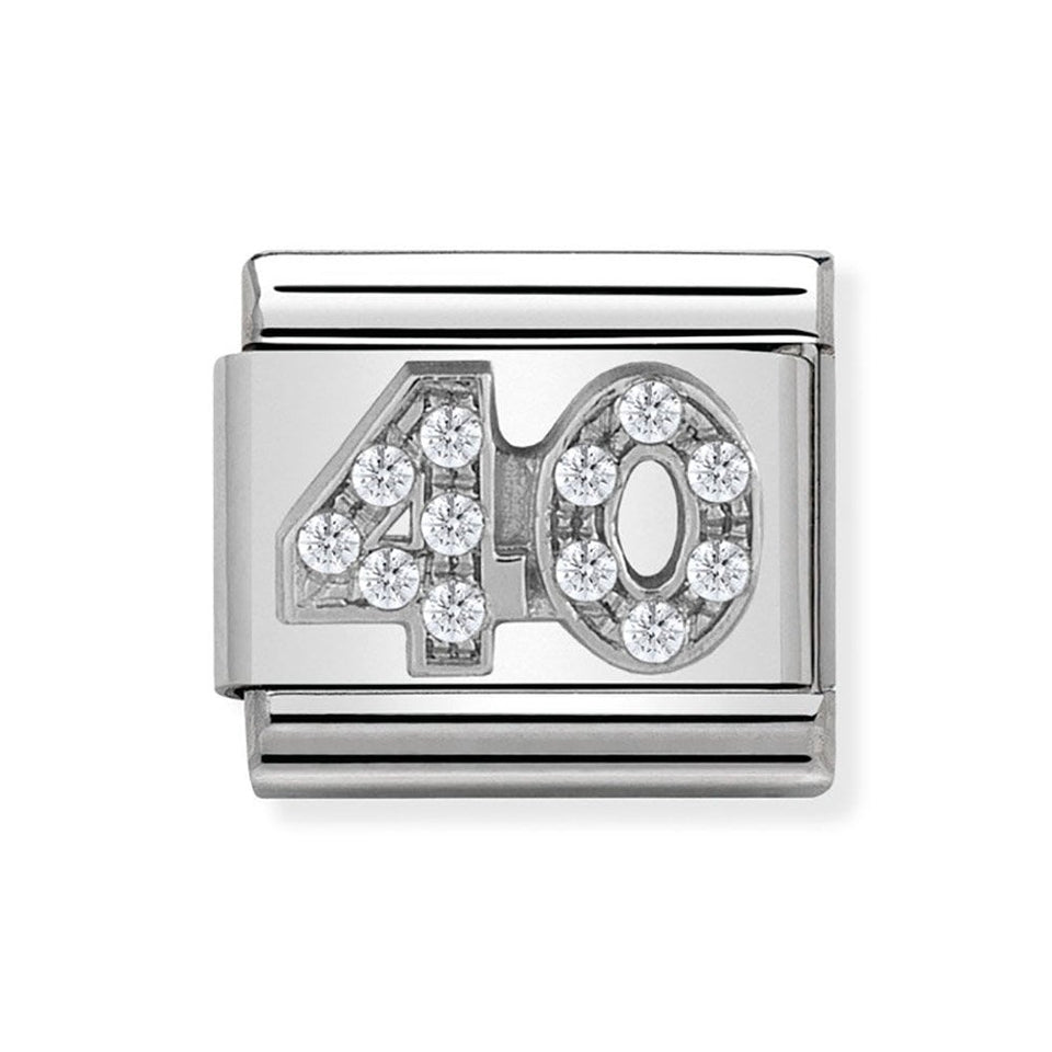 Nomination CLASSIC Silvershine Sparkly Number '40' Charm