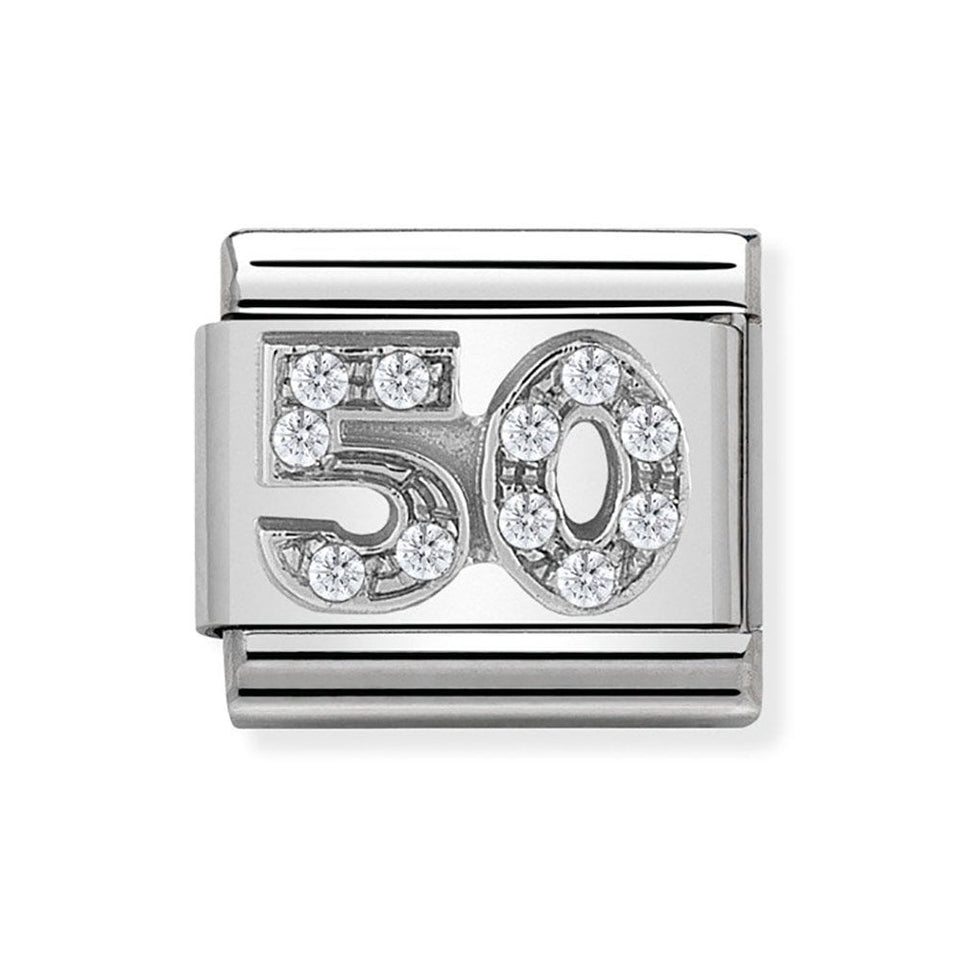 Nomination CLASSIC Silvershine Sparkly Number '50' Charm