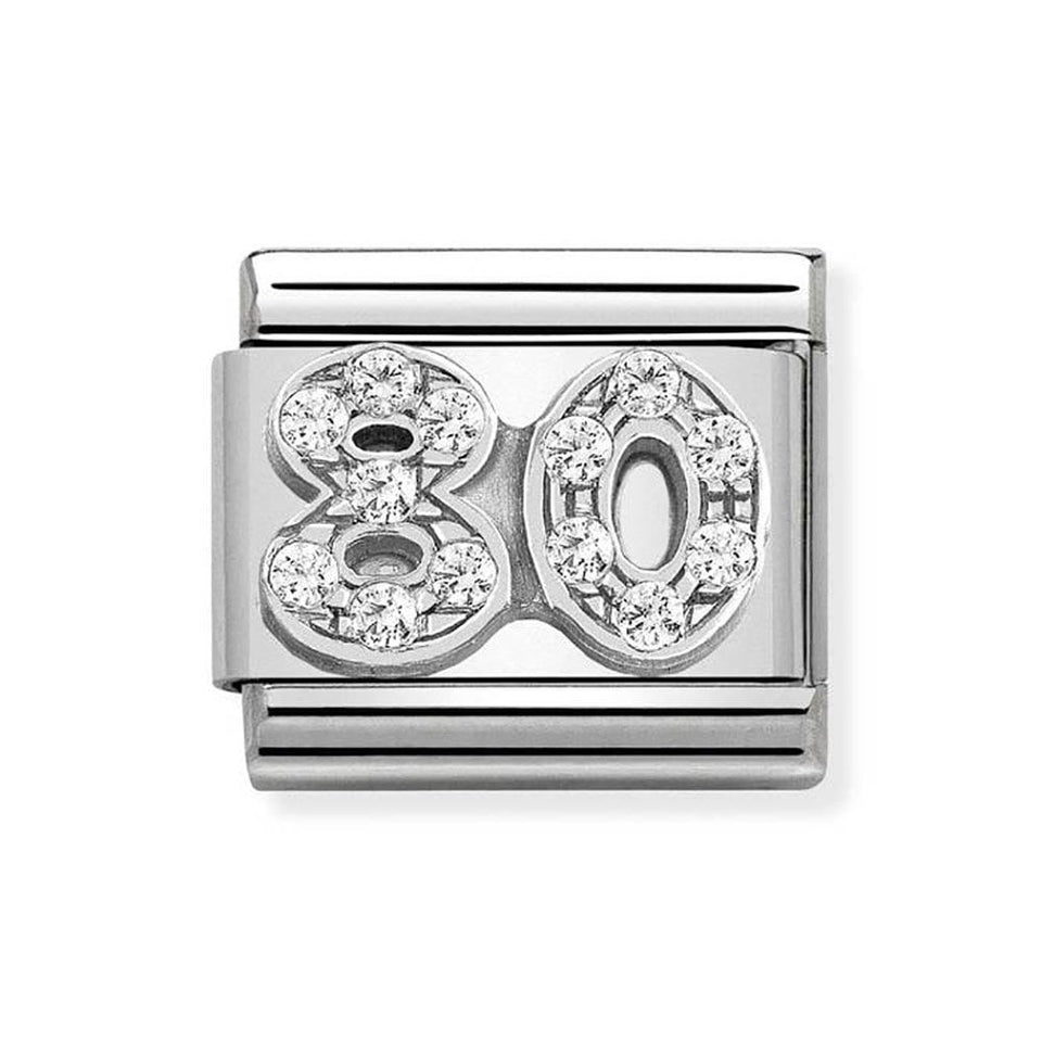 Nomination CLASSIC Silvershine Sparkly Number '80' Charm