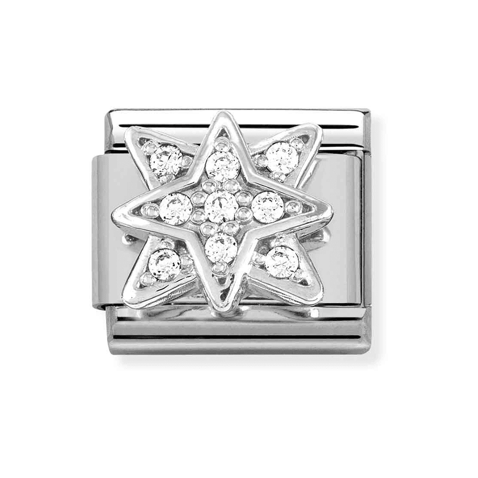 Nomination CLASSIC Silvershine Sparkly Wind Rose Charm