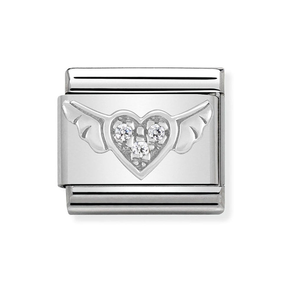 Nomination CLASSIC Silvershine Sparkly Winged Heart Charm