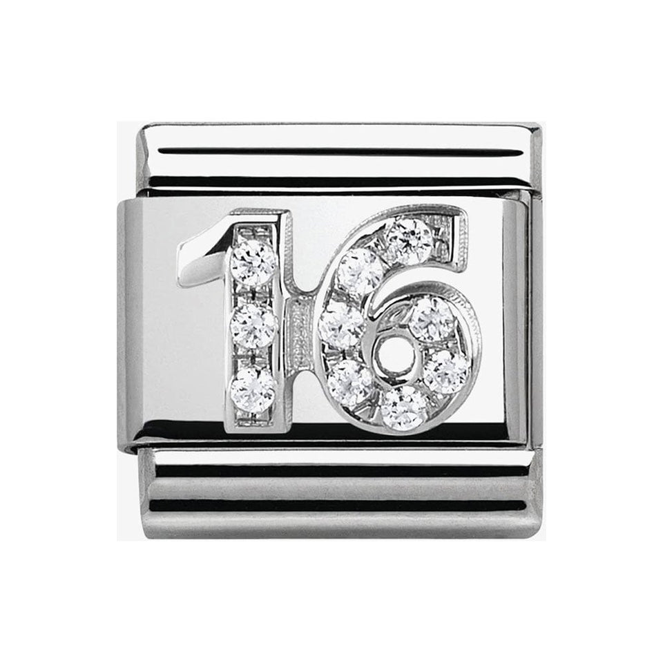 Nomination CLASSIC Silvershine Stone Set '16' Charm
