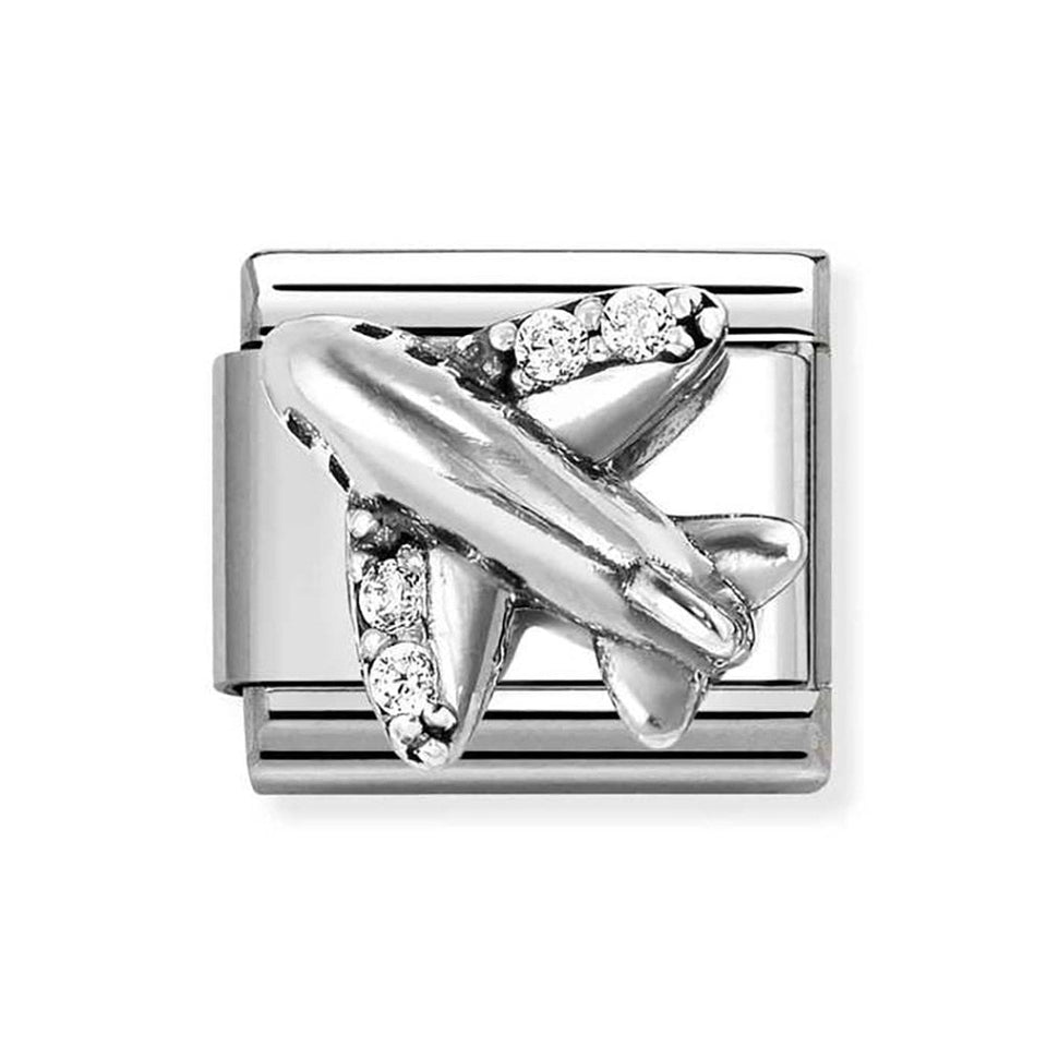 Nomination CLASSIC Silvershine Stone Set Airplane Charm