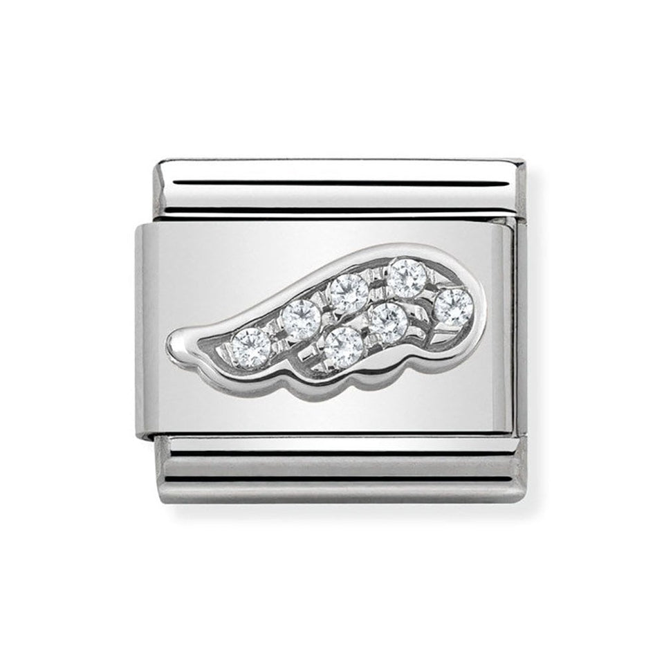 Nomination CLASSIC Silvershine Stone Set Angel Wing Charm