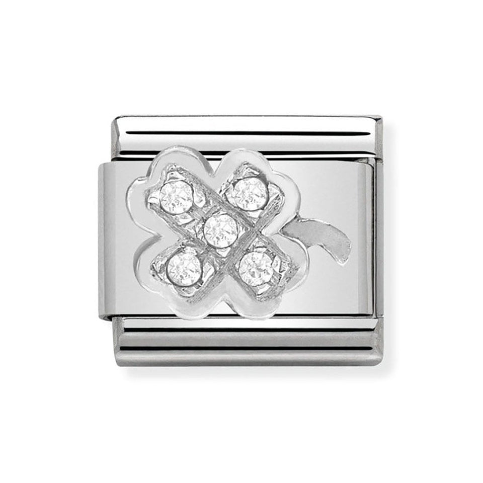 Nomination CLASSIC Silvershine Stone Set Four Leaf Clover Charm