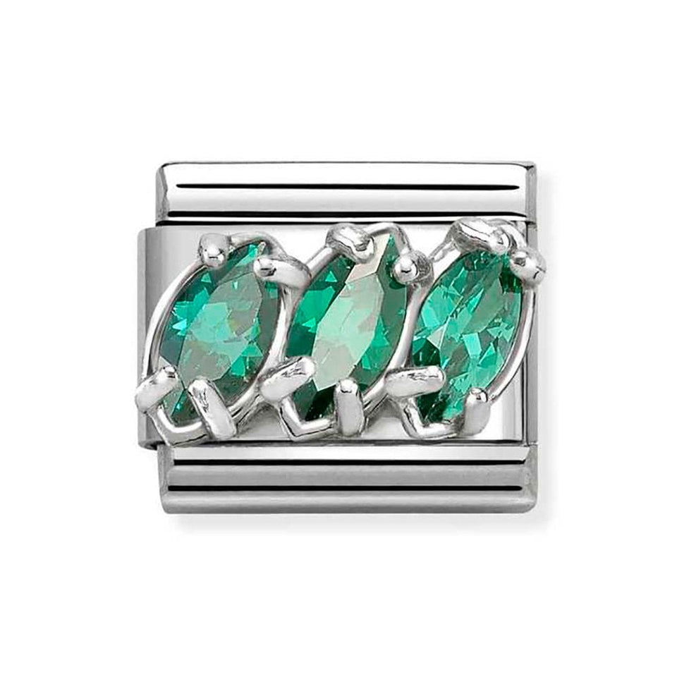 Nomination CLASSIC Silvershine Stone Set Green Trilogy Charm
