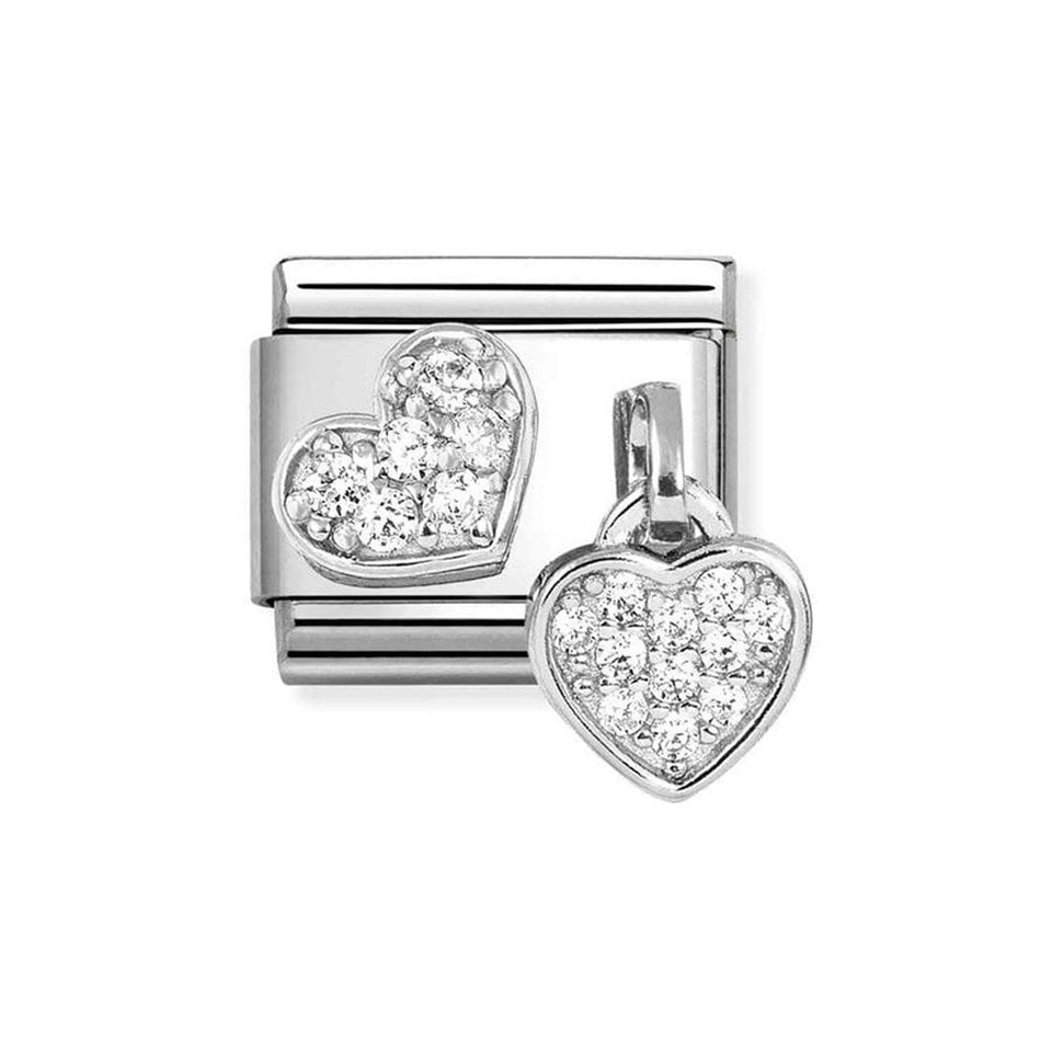 Nomination CLASSIC Silvershine Stone Set Heart & Drop Heart Charm