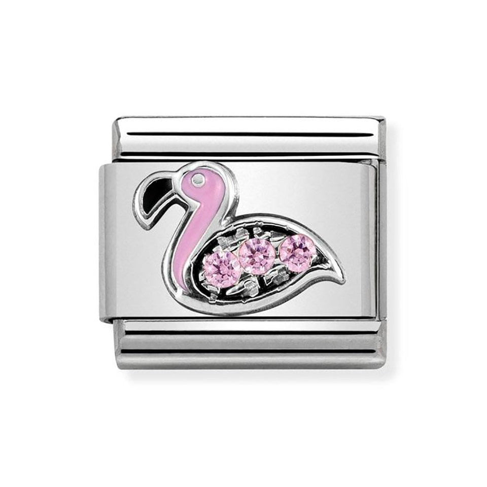 Nomination CLASSIC Silvershine Stone Set Pink Flamingo Charm