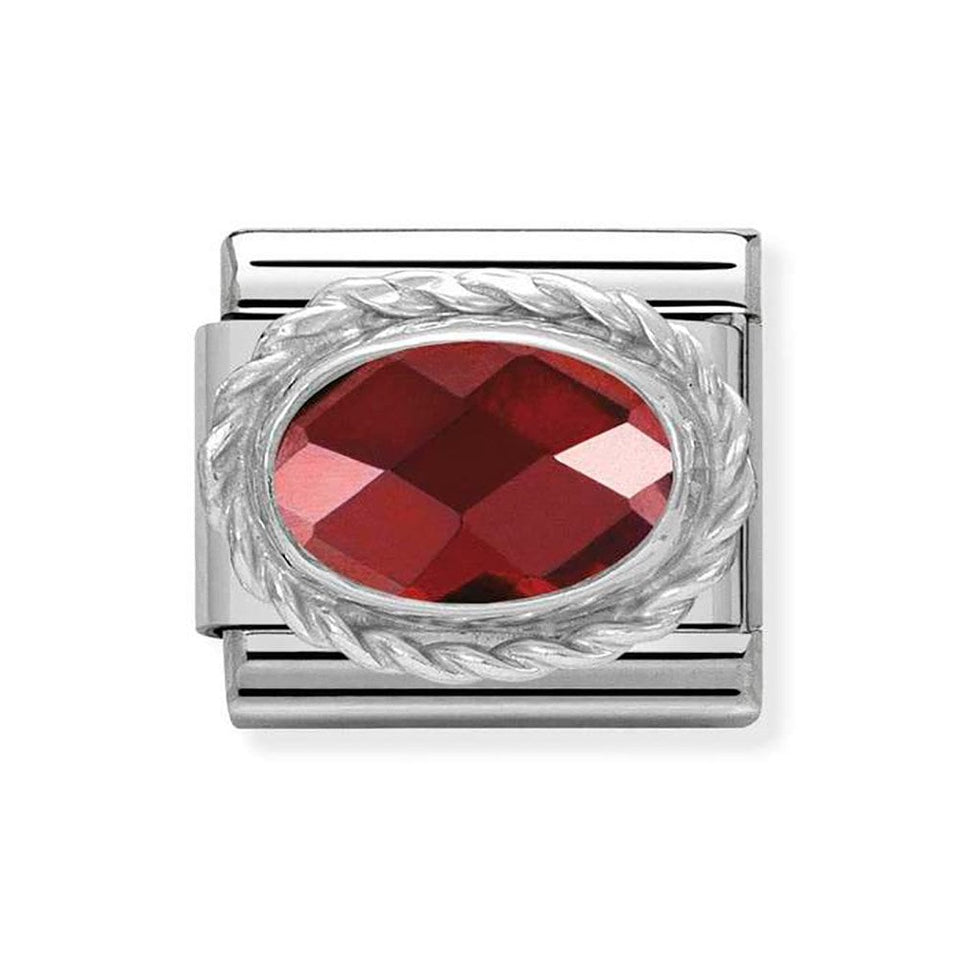Nomination CLASSIC Silvershine Stone Set Red Oval Charm