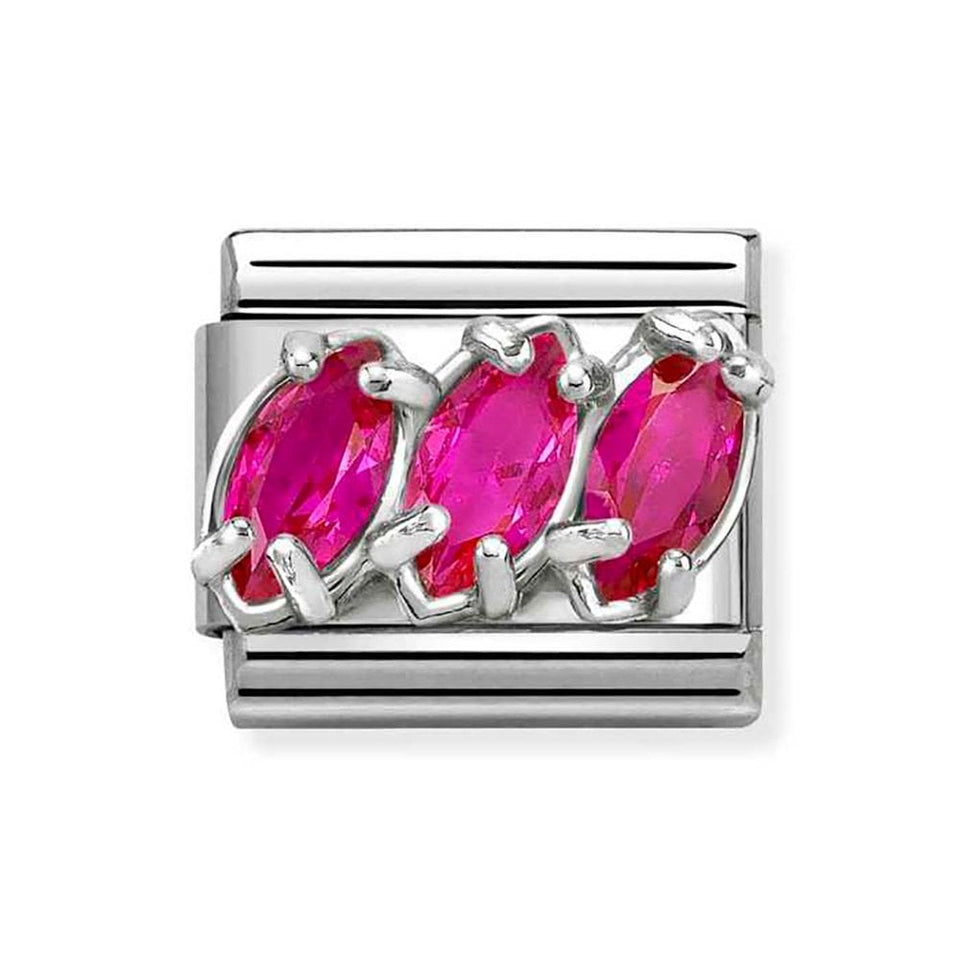 Nomination CLASSIC Silvershine Stone Set Red Trilogy Charm