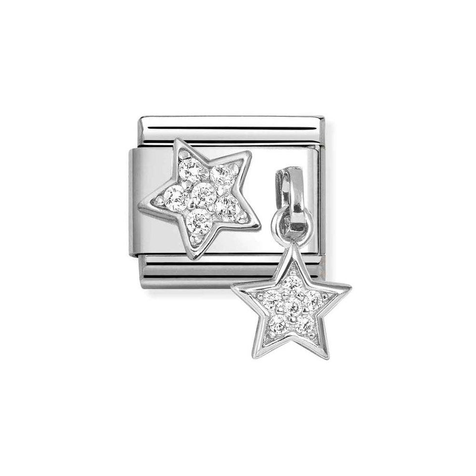 Nomination CLASSIC Silvershine Stone Set Star & Drop Star Charm