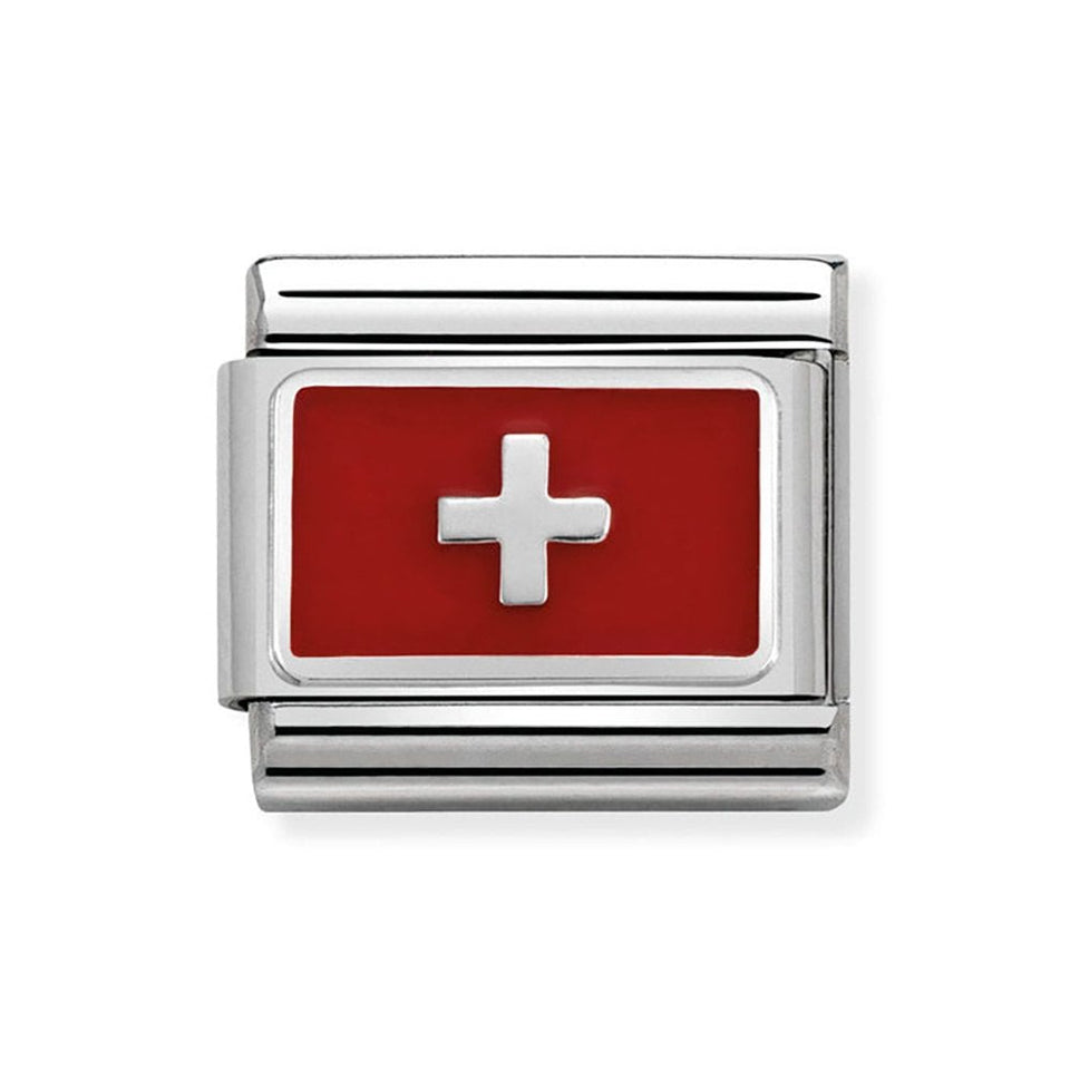 Nomination CLASSIC Silvershine Switzerland Flag Charm