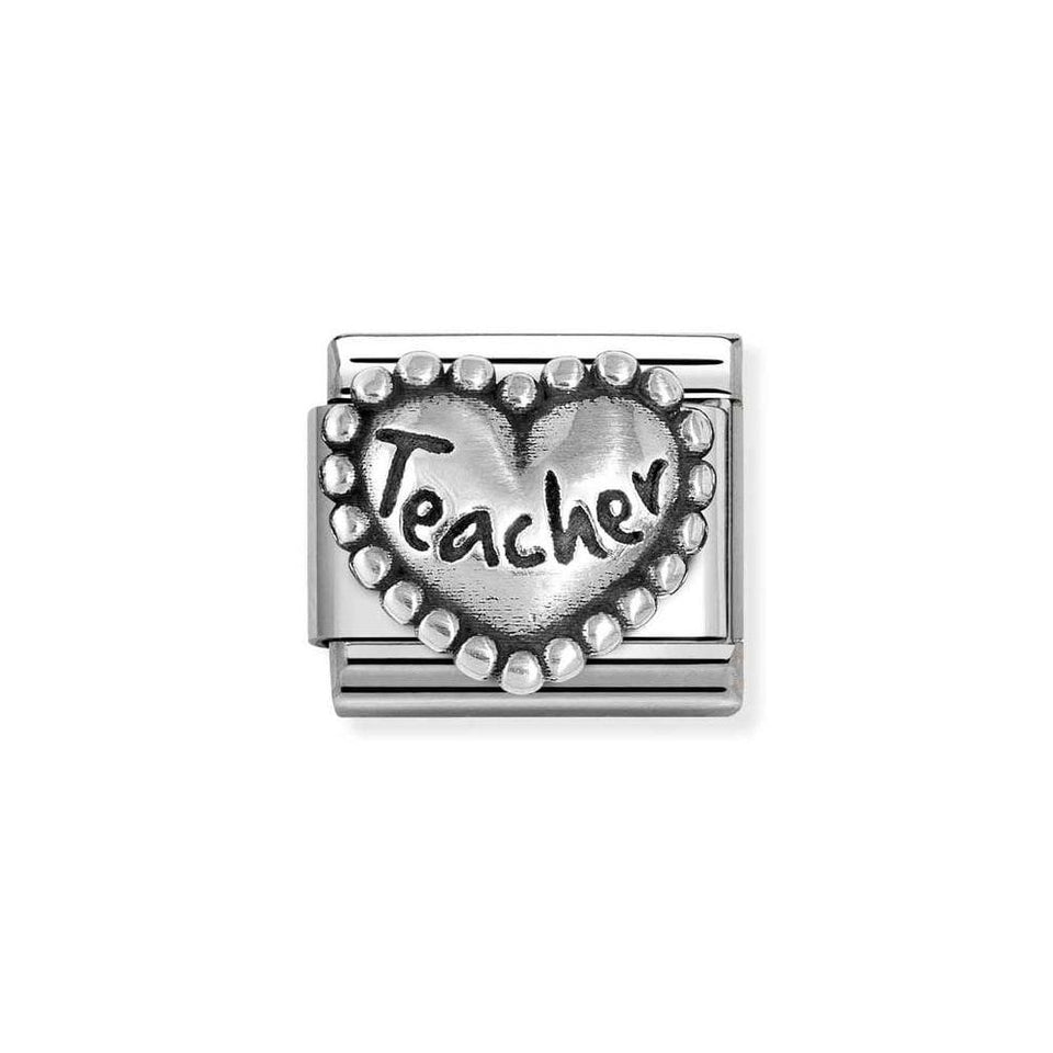 Nomination CLASSIC Silvershine Teacher Dotted Heart Charm