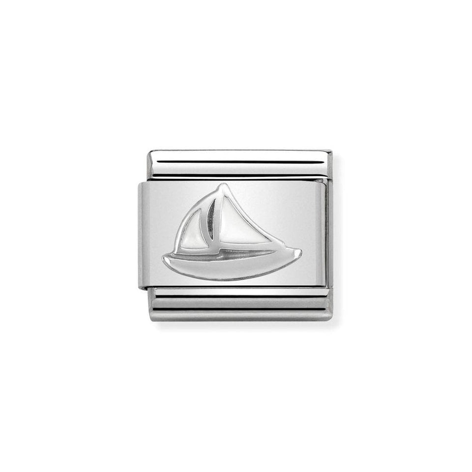Nomination CLASSIC Silvershine White Enamel Sailboat Charm