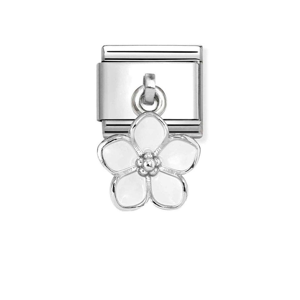 Nomination CLASSIC Silvershine White Flower Dangle Charm