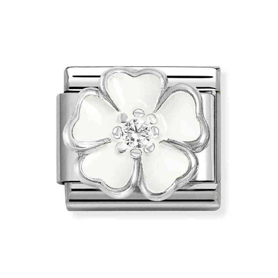 Nomination CLASSIC Silvershine White Flower with CZ Charm