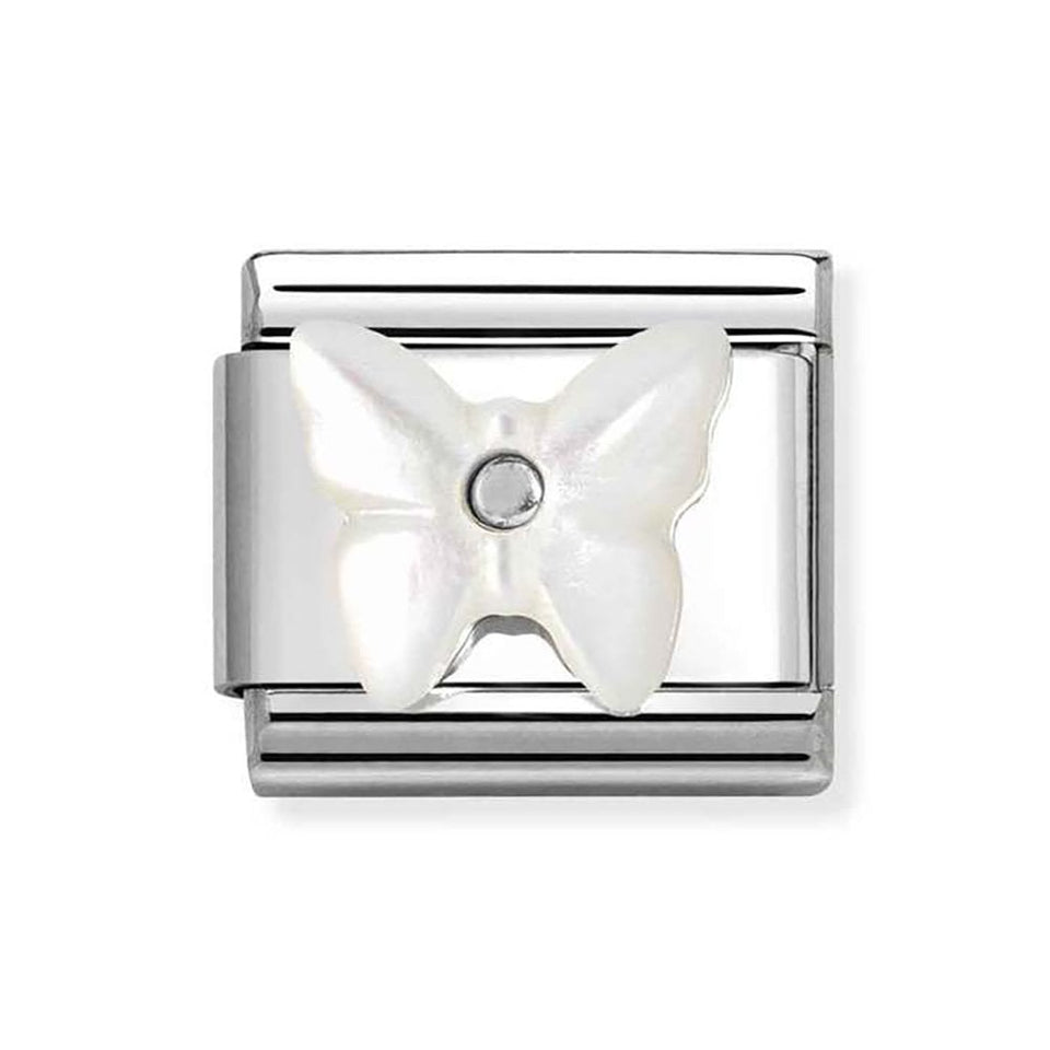 Nomination CLASSIC Silvershine White Mother of Pearl Butterfly Charm