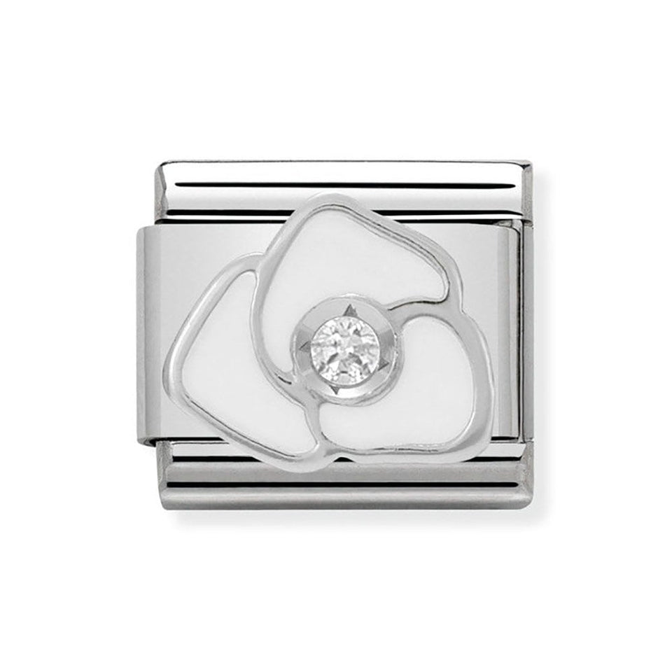 Nomination CLASSIC Silvershine White Rose Flower Charm